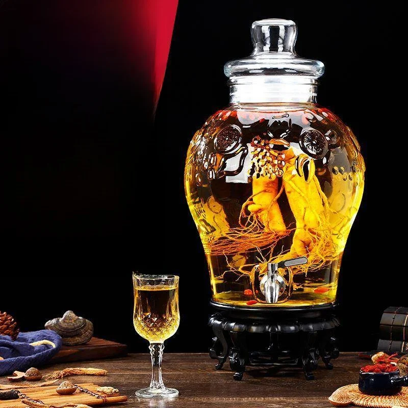 Lead-Free Glass Fermentation Bottle 5kg 10kg with Tap Sealed Storage Jar Kitchen Cooking Utensils Alcohol Brewing Container