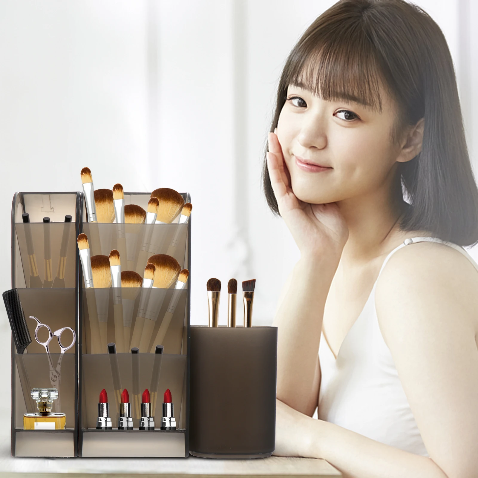 

3 Pcs Desk Storage Box Storage Container PP Material Desk Pen Container ganizer Travel Size Pen Holder Office Box