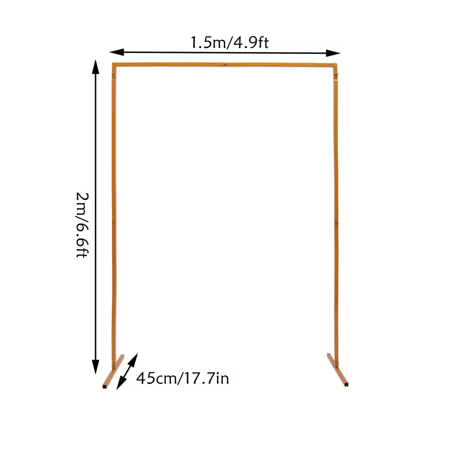 Arche à Ballons Carrée Dorée de 6.5x4,9 Pieds, Support d'Arrière-Plan avec Bases, Décor de ix, de Jardin, d'Extérieur et d'Nik, Nouvelle Collection