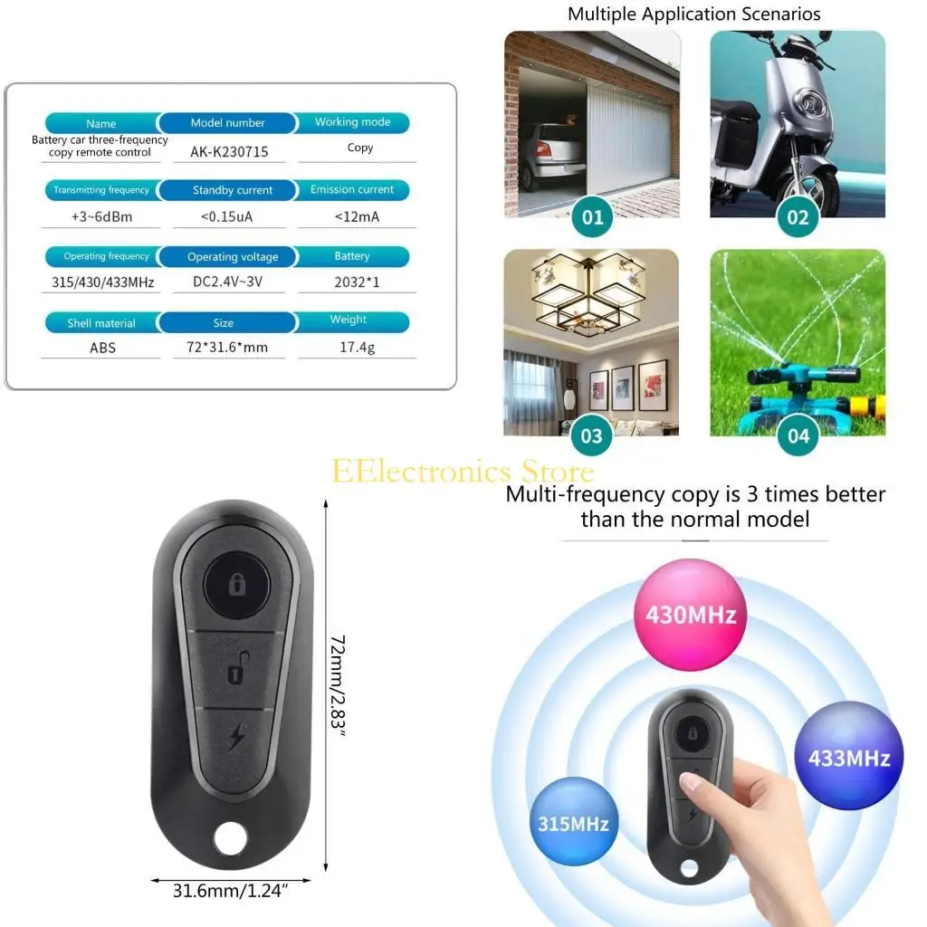 B03C Universal Duplicator Remote Copy Fixed Code Multi Frequenz 315/430/433MHz