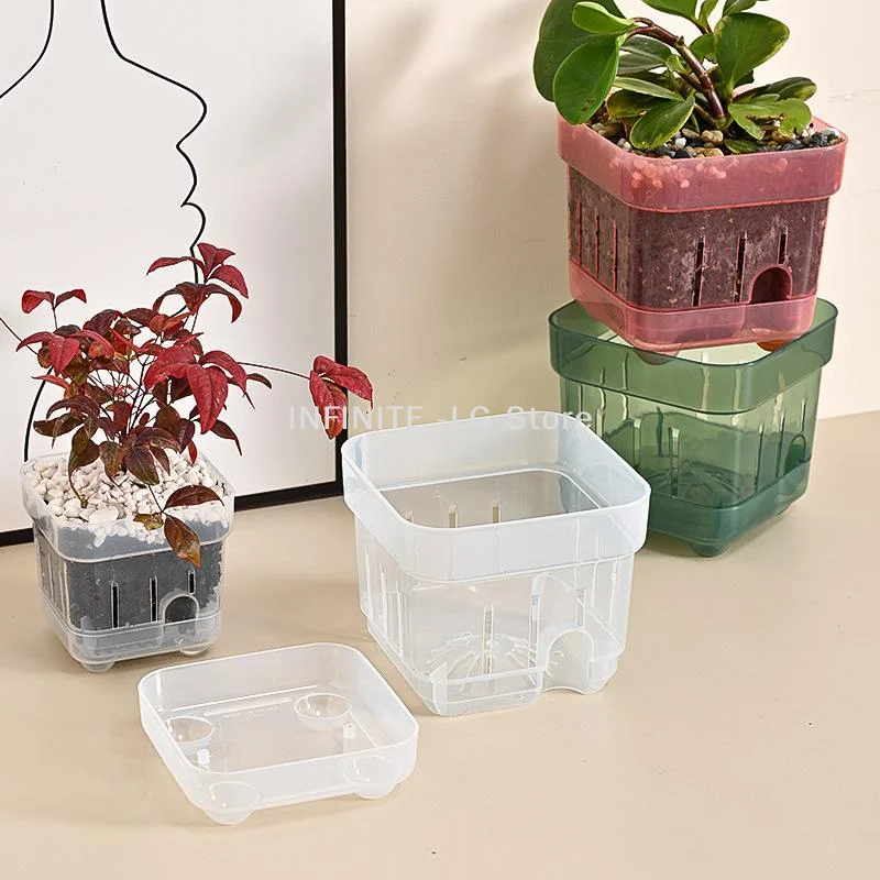 

Square Root View Planter Pot With Drainage Breathable Plastic Pot For Home Balcony Garden Plant GrowingINFINITE -LG