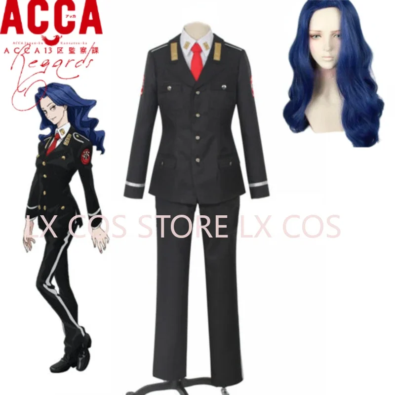 Anime ACCA:13 Territory Inspection Dept Mauve Cosplay Costume Halloween Christmas Party Uniform Suits Custom size