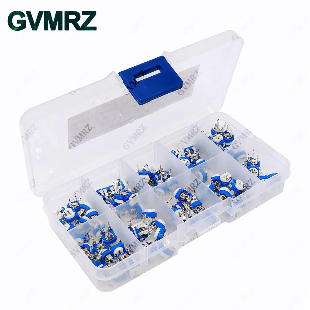100PCS 10Values RM065 Potentiometer Kit (500Ω-1MΩ) in Box for DIY Electronic Circuit Project
