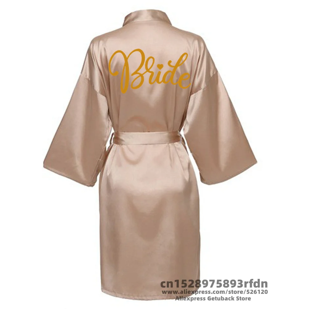 Women Team Bride Robe Wedding Gift Bathrobe Kimono Satin Robes Bridesmaid Bathrobe SP022