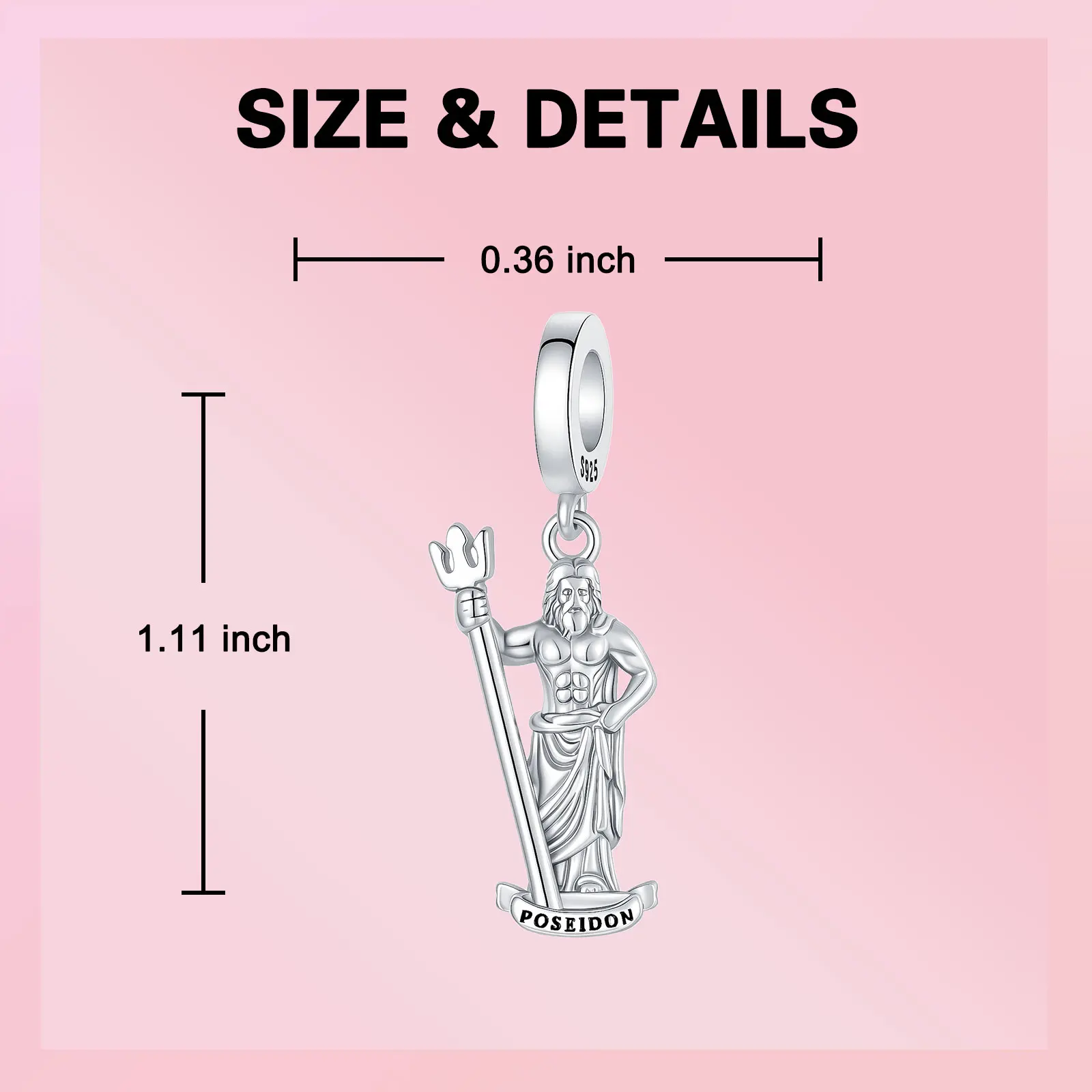 925 Sterling Silver Charm Greek God of the Sea Poseidon Trident Pendant for Women Fit Original Bracelet Necklace DIY Accessories - view 2