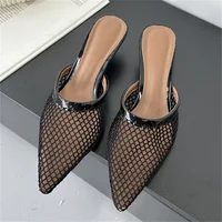 Eilyken Summer Fashion Hollow Out Mesh Women Slippers Sandals Pointed Toe Thin Low Heels Slingback Mules Shoes Zapatos De Mujer - Image 3