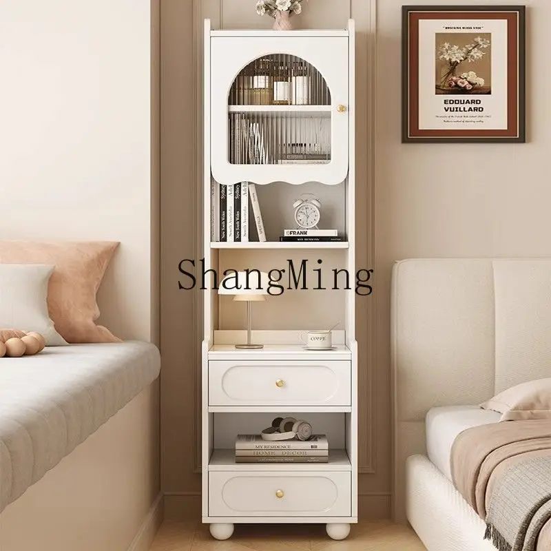 

CL Storage Wall-Mounted Solid Wood Bedside Table Bookshelf Bedside Storage Tall Bedroom Organizer Bedside Small Home Use