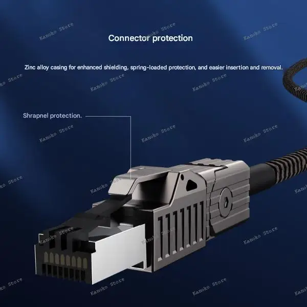 Haibeisi Acht Kabel 10 Gigabit Cat8 Thuis Glasvezel Breedband E-sport Elleboog Super Zeven 7 Gigabit 90 Graden Rechte Hoek