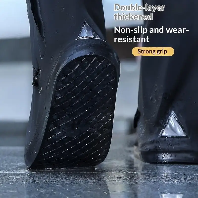 Hohe Outdoor-Regenstiefelüberzieher für Erwachsene mit Reflektorstreifen, Rutschfest, Verschleißfest, Tragbare Schuhüberzieher für Regenschuhe – Detail 5