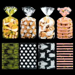 50Pcs Gold White Dots Cellophane Bag Clear Opp Plastic Bags for Candy Lollipop Cookie packing Packaging Wedding Party Gift Bag