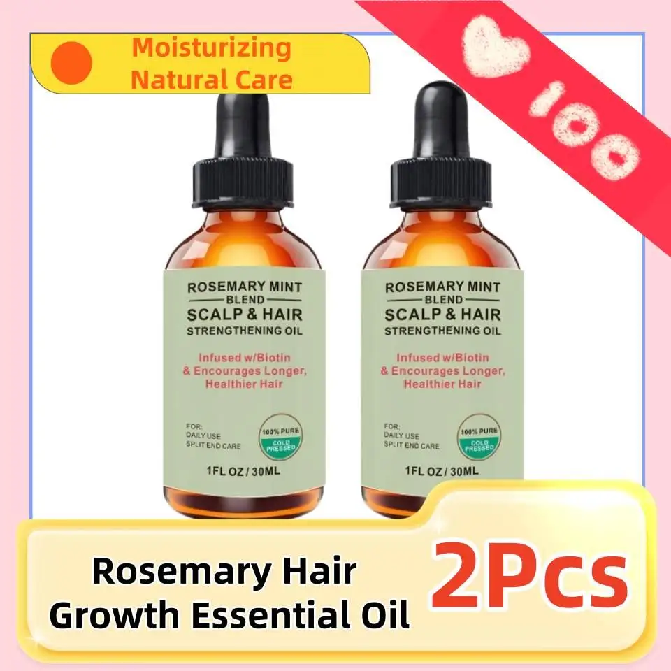 

2Pcs Rosemary Essential Oil Mint Hair Strengthening Oil Nourishing Treatment for Split Ends and Dry Hair Care