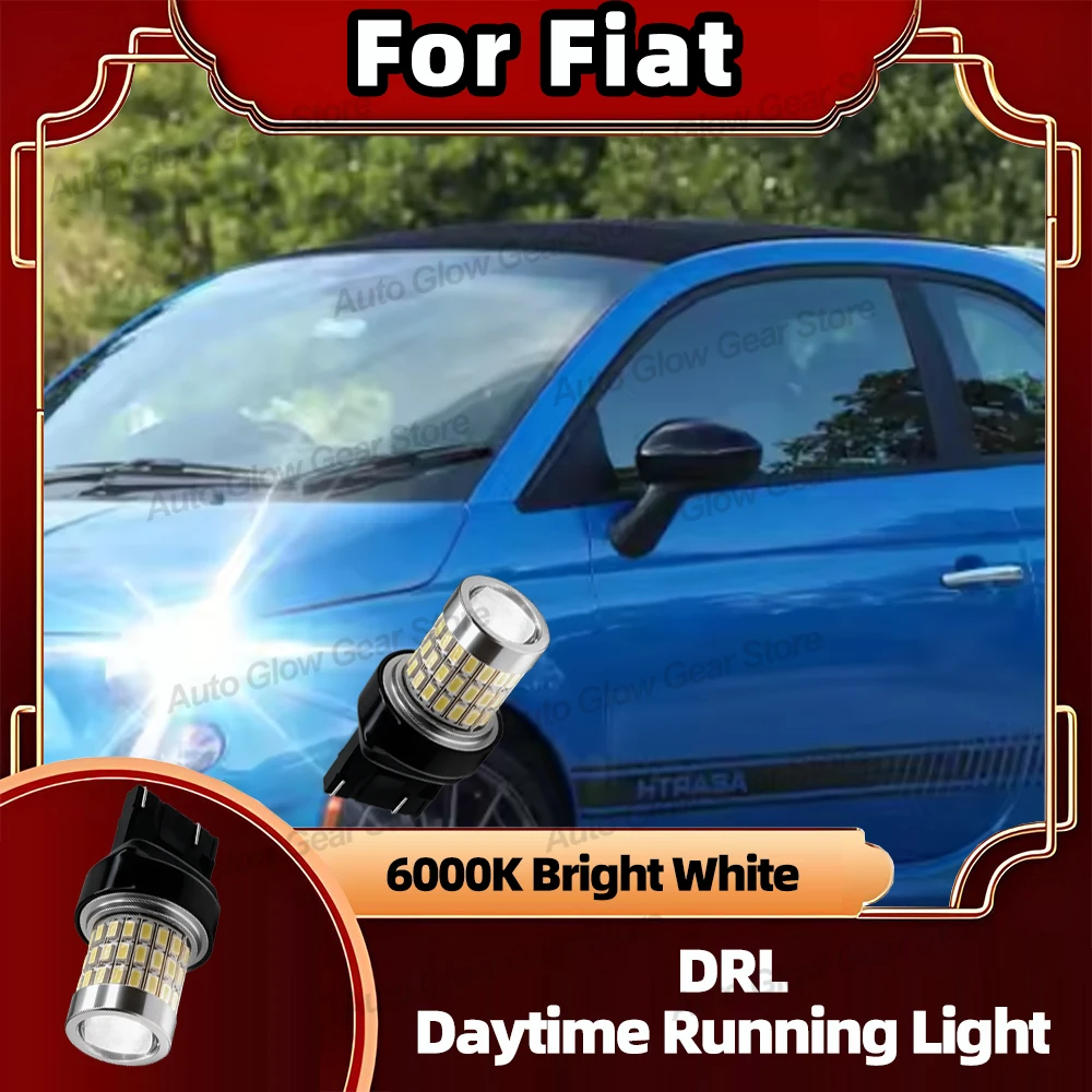 2 Stück LED-Tagfahrlicht für 2007-2018 Fiat 500 500C 500L Ducato Tageslichtlampen 7443 W21/5W T20 mit Linse 6000K Autozubehör