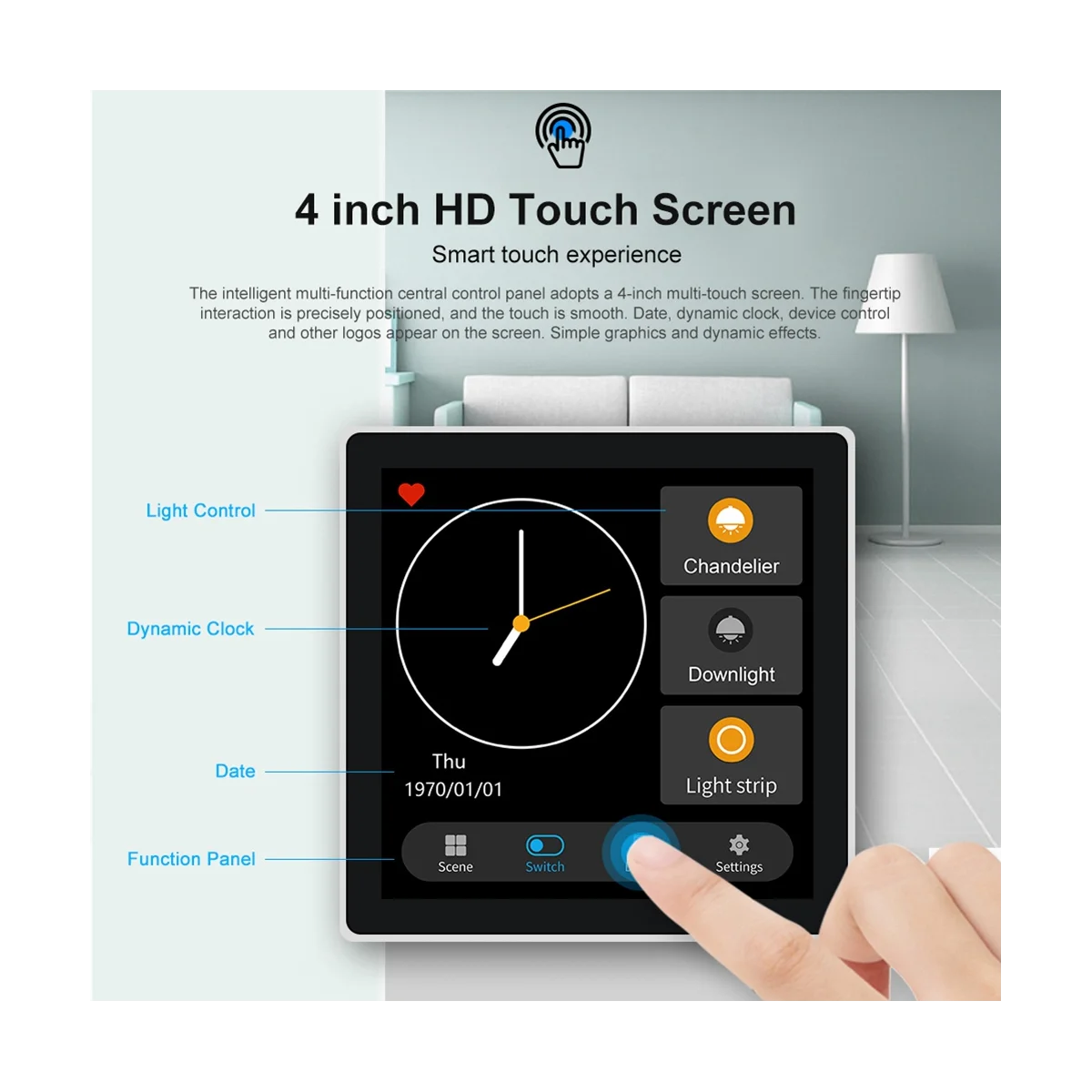 Tuya Smart Home pannello di controllo multiplo Zigbee Smart Home pannello interruttori da 4 pollici controllo Touchscreen In-Wall per la casa-EUplug