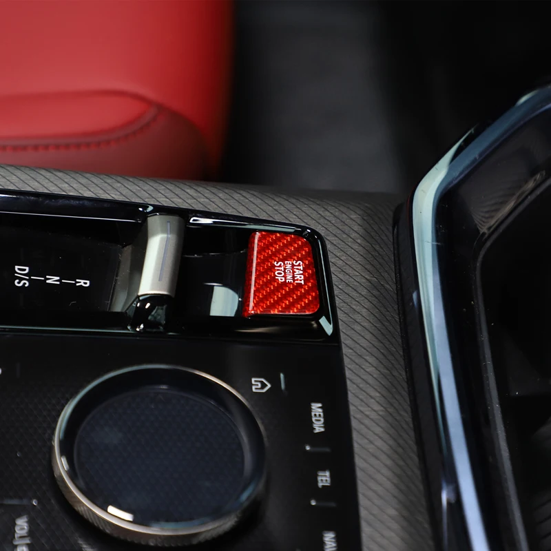 

For BMW 5 7 Series I5 I7 G60 G70 X3 G45 Real Carbon Fiber Car One-key Start Button Cover Trim Interior Car Accessories