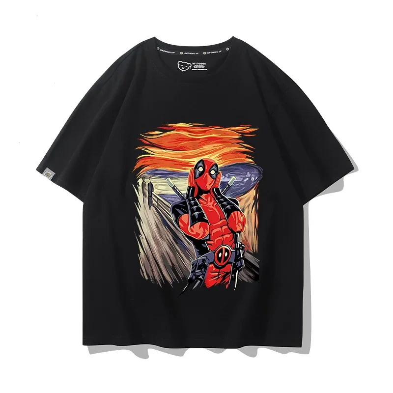 

Marvel movie Deadpool cotton T-shirt men and women with the same summer breathable loose 100 fashion top short sleeve y2k