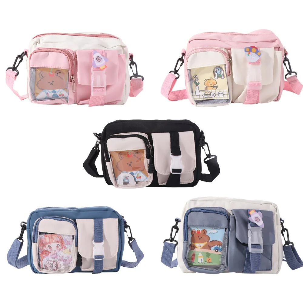 

PVC Transparent Shoulder Bag Pocket Large Capacity Harajuku Small Square Bag Handbag Storage Bag Student Crossbody Bag Women