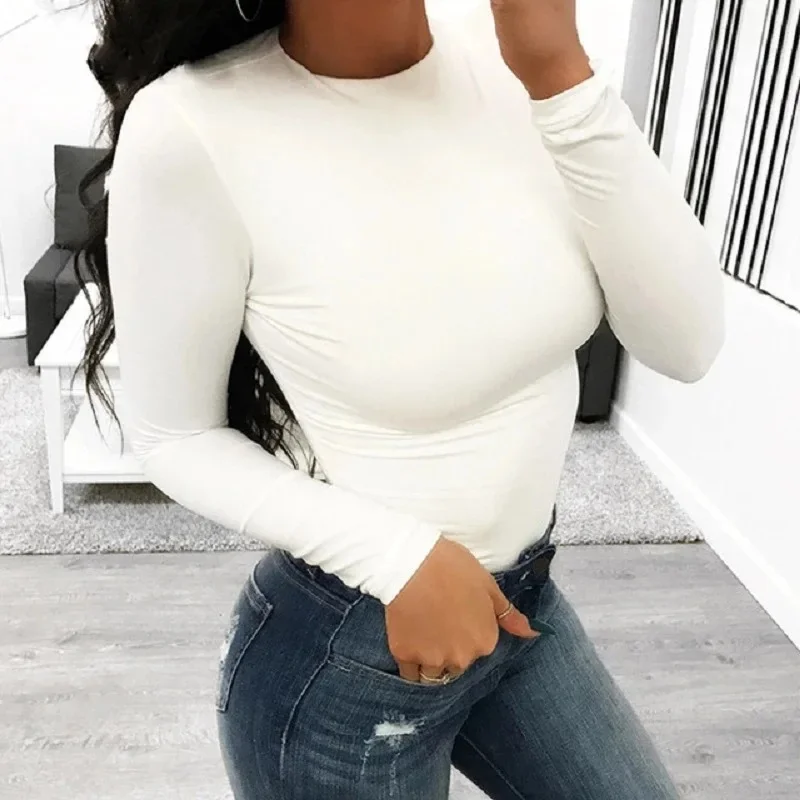 

Summer women's sexy tight fitting jumpsuit round neck long sleeved cotton tight fitting Y2k tight fitting top street wear Gothic