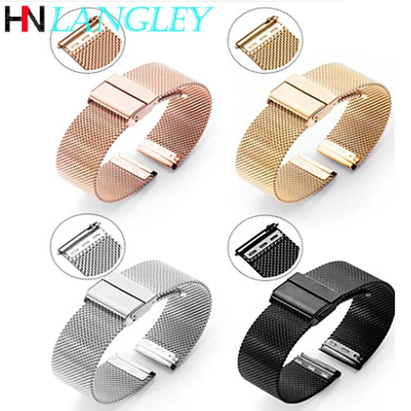 General Use Quick Release Watch Band Stainless Steel 06 Line Mesh Bands Milanese Strap Universal Watch Band 16/18/20/22 12-24MM