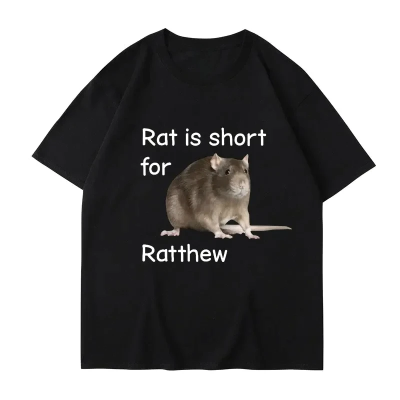 

Женская футболка с графическим принтом «Rat Is Short for Ratthew» в стиле мем, забавный шутка, повседневная уличная одежда, стиль Харадзюку, эстетичная женская футболка-топ
