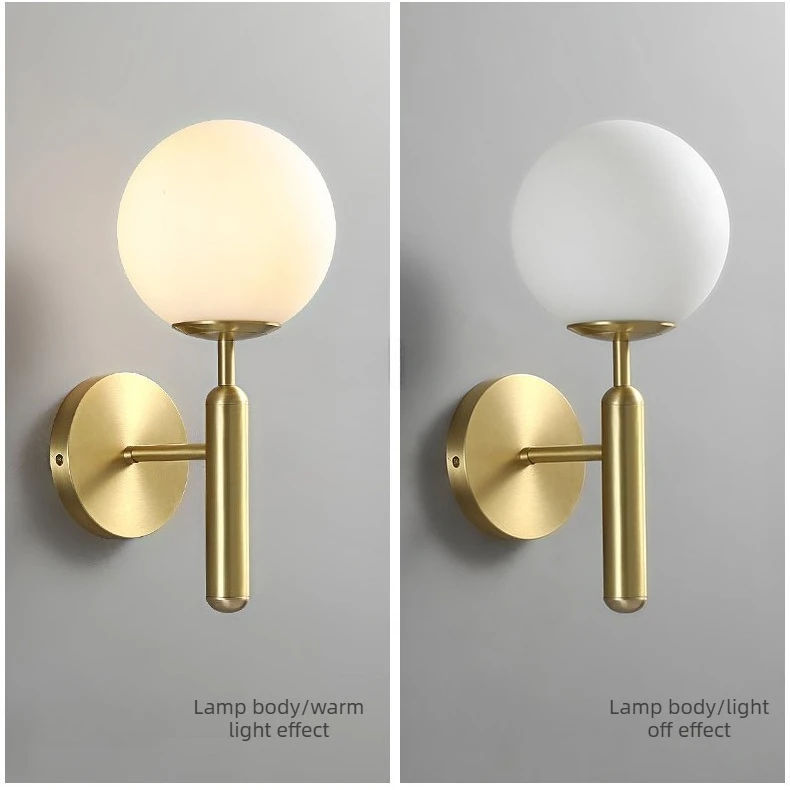 Modern Light Luxury Copper Wall Lamp Nordic Creative Wall Sconce for Living Room Aisle Bedroom