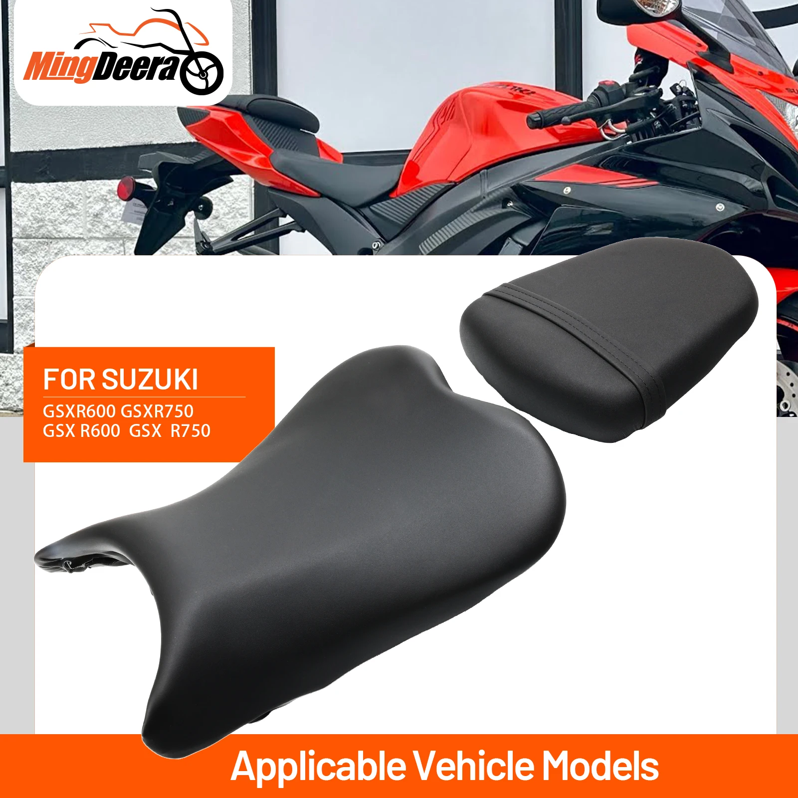 

Driver Rider Passenger Seat Assy Fit For SUZUKI GSXR600 GSXR750 2006-2007 Motorcycle Black Front Driver Seat Pillion Cushion