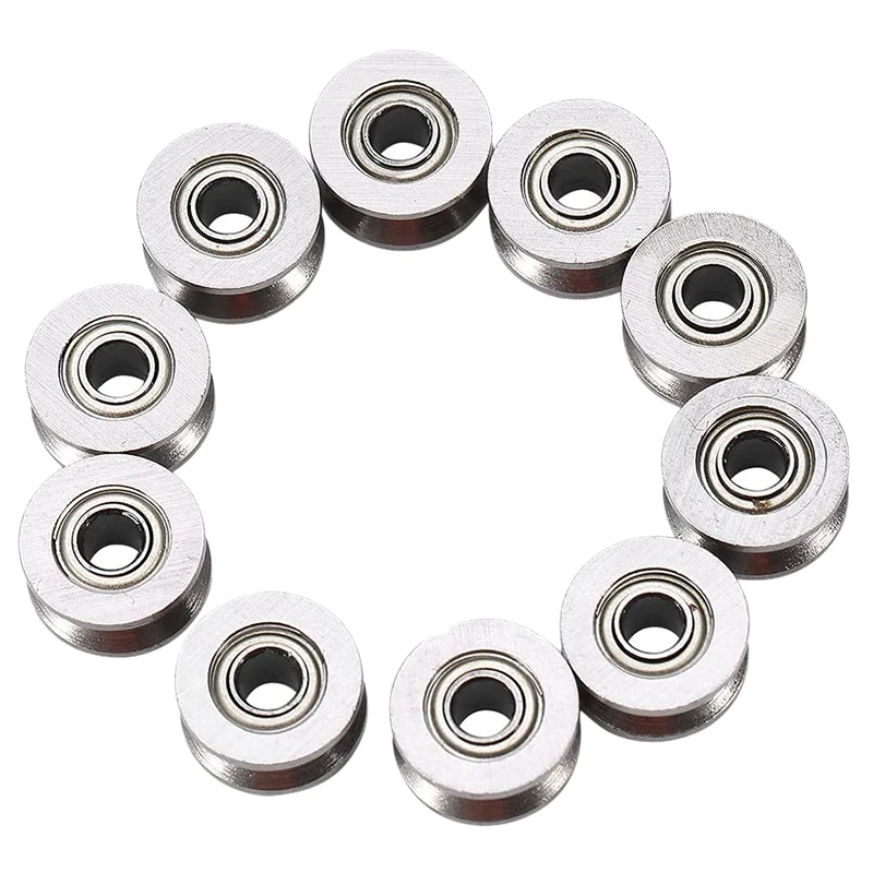 20Pcs U Groove Bearing U624ZZ Carbon Steel Durable V Groove Ball Bearing Pulley For Rail Track Linear Motion Systems