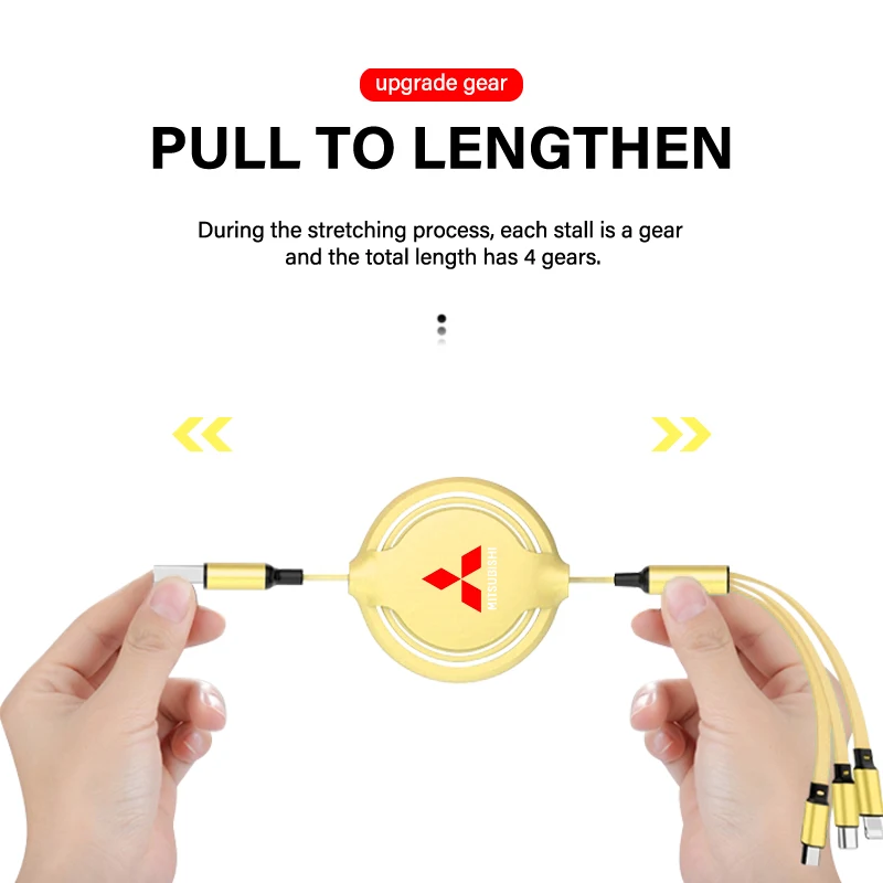 شاحن الهاتف المحمول تلسكوبي ثلاثة في واحد مثبت على السيارة لميتسوبيشي ASX لانسر باجيرو أوتلاندر L200 EVO لانسر EX #3