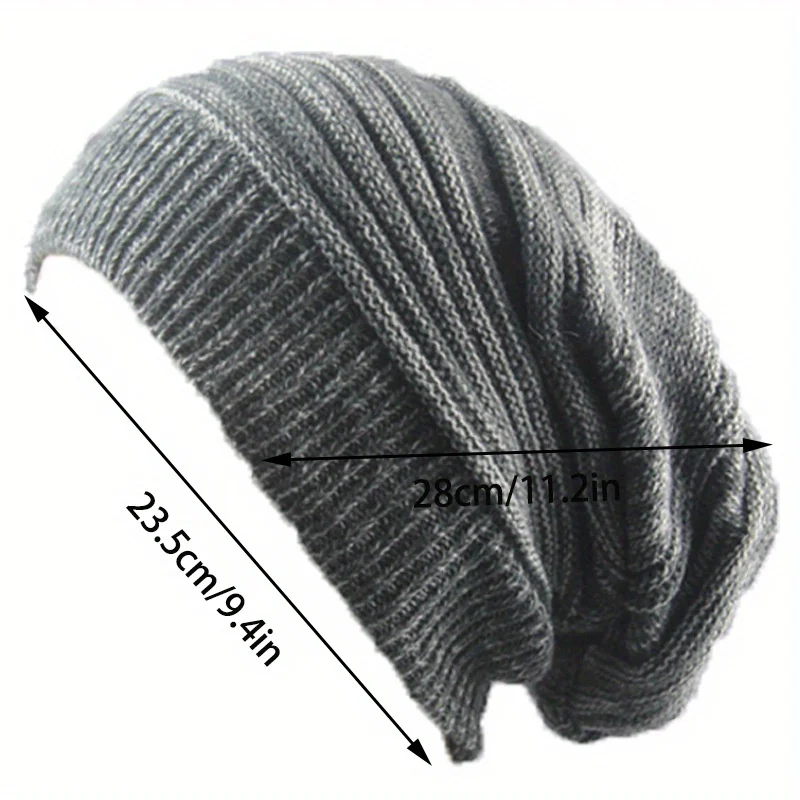 Hip Hop Wool Winter Warm Knitted Skullies Hat Outdoor Male Female Bobble Hat Casual Stretch Crochet Travel Beanies Cap Women Men