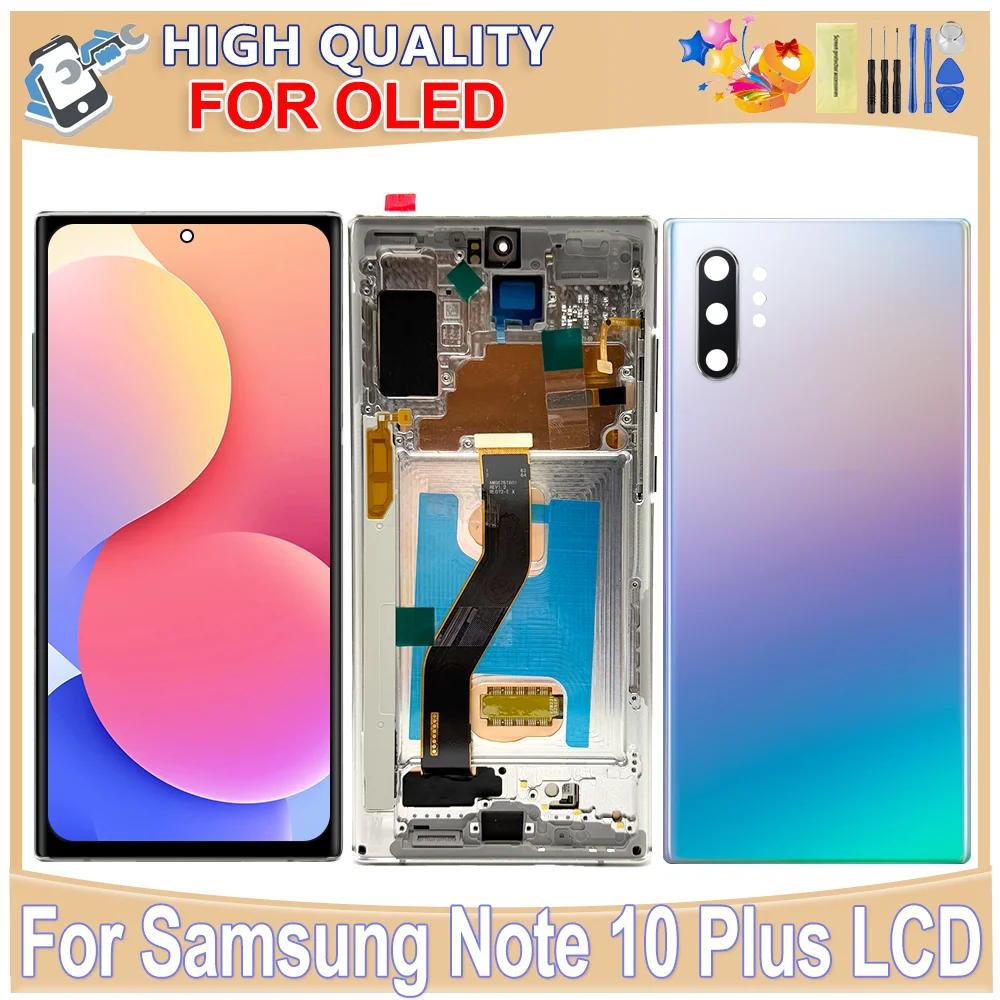 

OLED For Samsung Note 10 Plus LCD Display Touch Screen Digitizer Assembly For Note 10 plus N975 With Frame Display Repartment