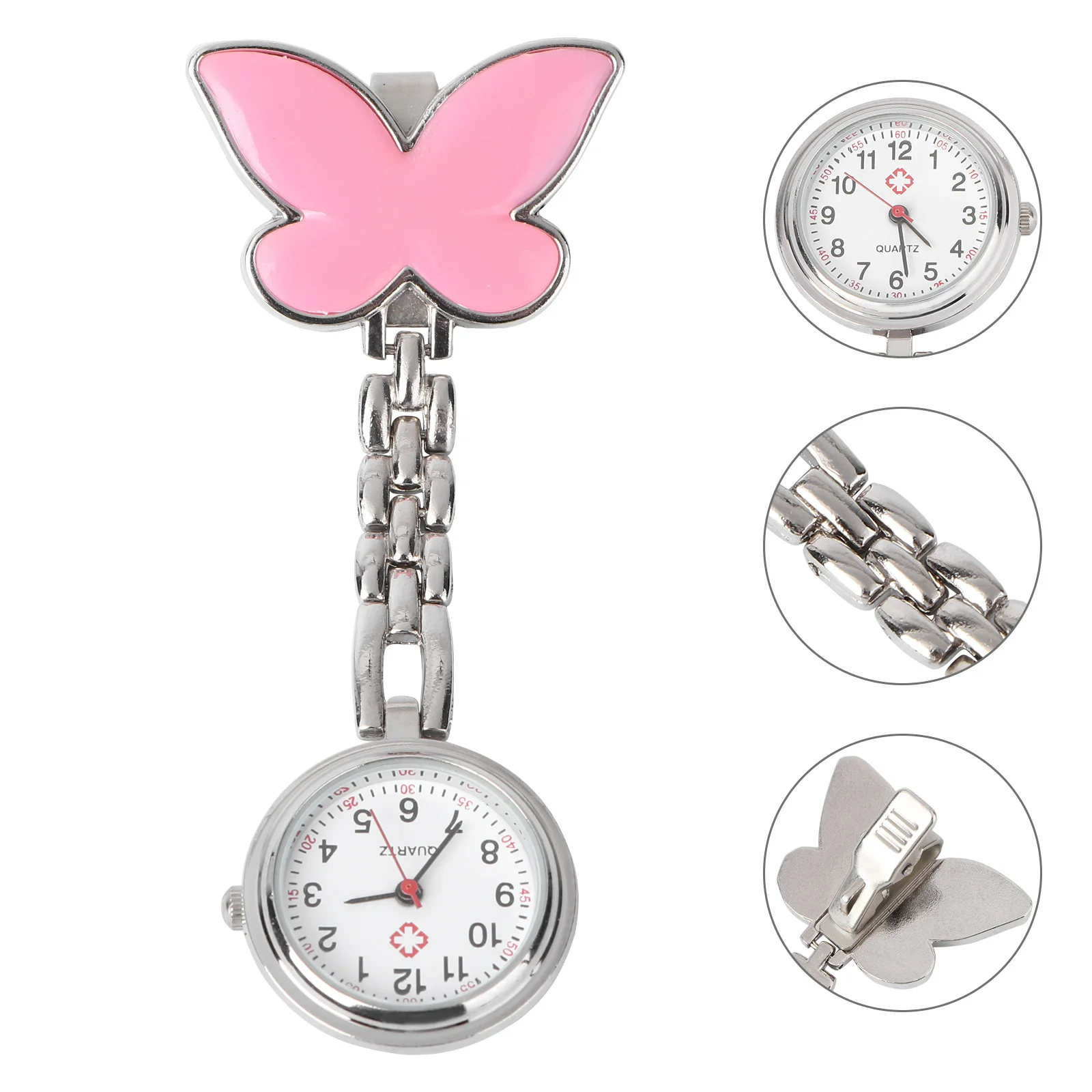 ساعة ممرضة وردية بروش معدني بتصميم بسيط محمول للجيب الطبي للممرضات والأطباء للاستخدام الصحي #1