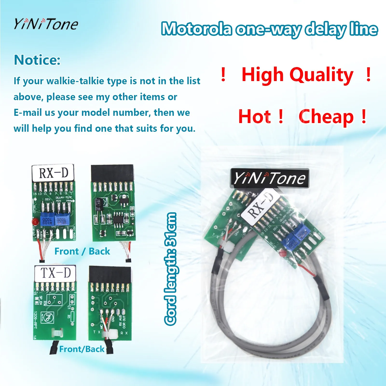 Repeater Connector Cable TX-RX-D Time Delay for Motorola GM300 GM338 GM3188 GM3688 Radio Relay Station Unidirectional Delay Line