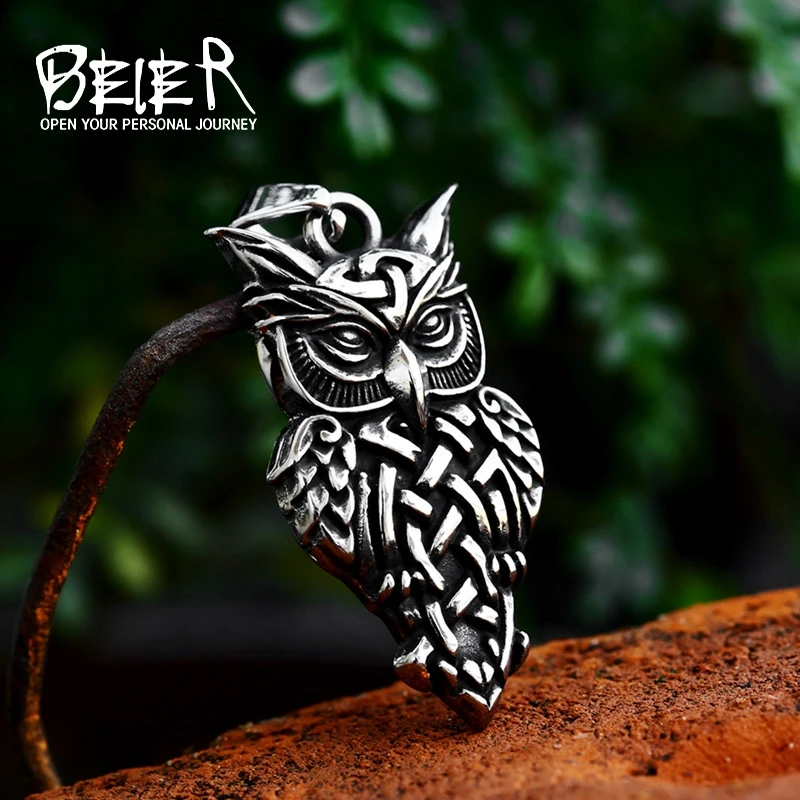 BEIER 2023 New Design Stainless Steel Viking Owl Pendant For Men Animal Retro Personality Jewelry Gift Wholesale