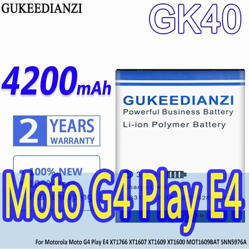 

GK40 4200 мАч для Motorola Moto G4 Play E4 XT1766 XT1607 XT1609 XT1600 MOT1609BAT SNN5976A Высокоэффективный аккумулятор для мобильного телефона