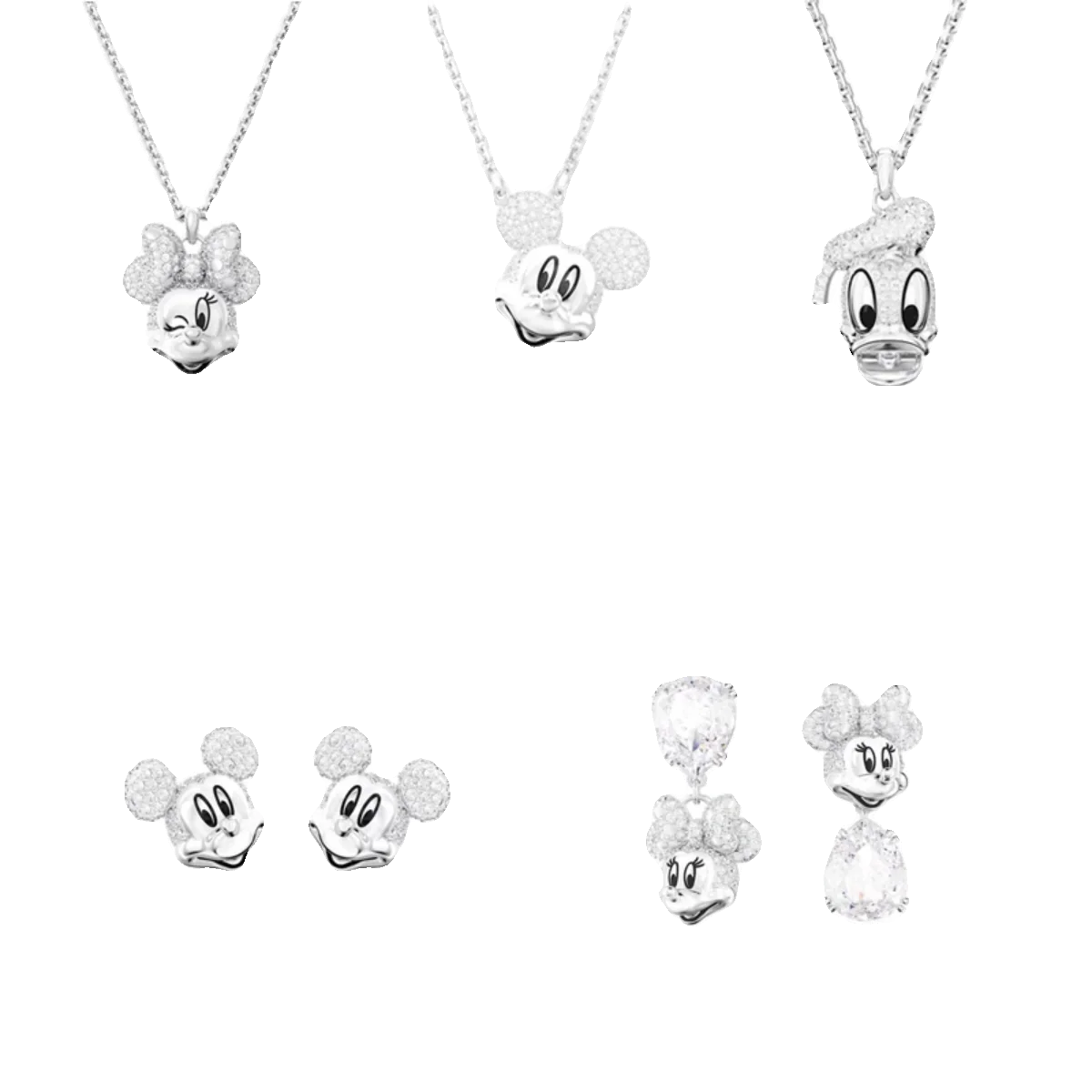 Miniso's new Austria series Mickey crystal necklace, collarbone chain, Minnie earrings, niche design, girls' Christmas gift