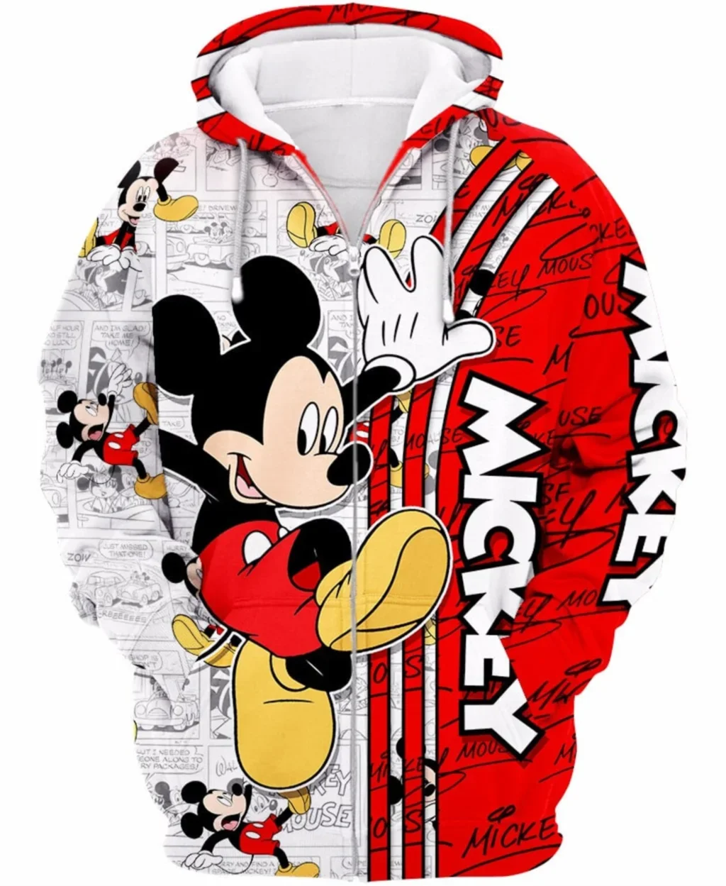 2024 nowa Disney Mickey Mouse czerwona 3D męska i damska bluza z kapturem moda i luźny kaptur