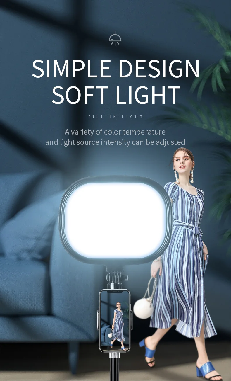 Desktop Led Panel Light Game Live Youtube Key Light Air Dimmable Photography Studio Lamp Fill Light with Phone Holder Stand
