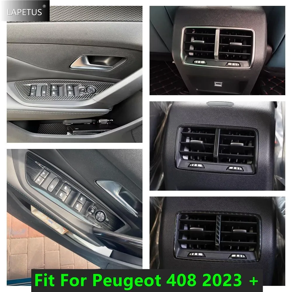 

Stainless Steel Car Door Window Glass Lift Button / Armrest Box Rear Air AC Outlet Vent Cover Trim For Peugeot 408 2023 - 2025
