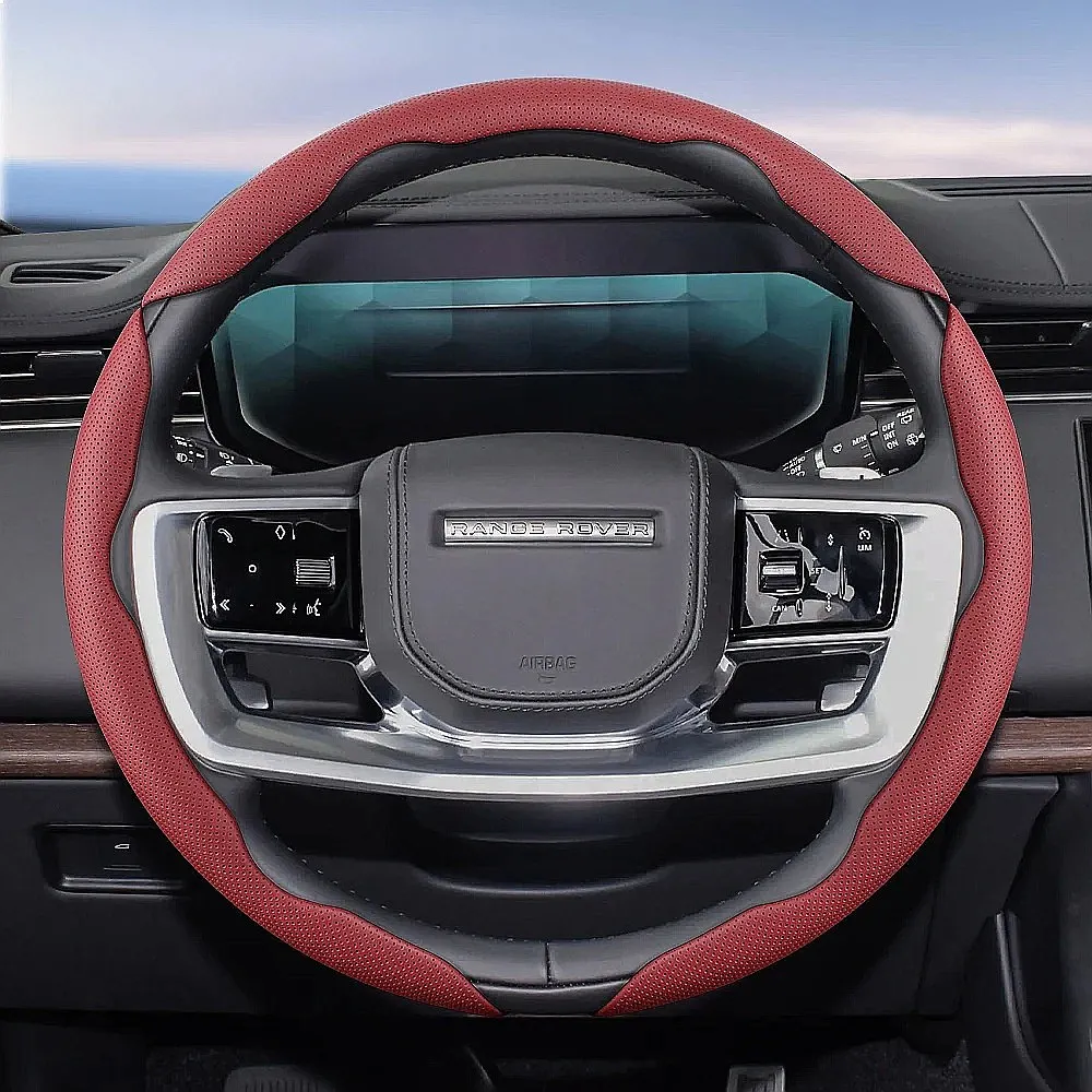 Suitable for Land Rover Breathable Hole Leather Steering Wheel Cover Segmented Quick Release Design Non-Slip and Durable