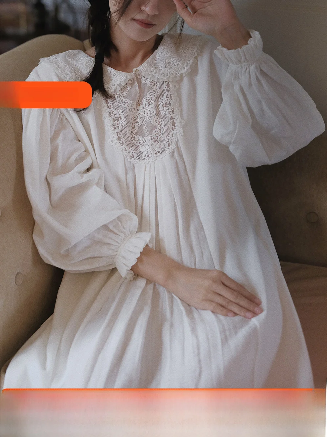 retro-lace-sleep-dress-women-long-sleeve-pure-cotton-princess-style-court-pyjamas-teenage-white-large-size-home-clothes-spring