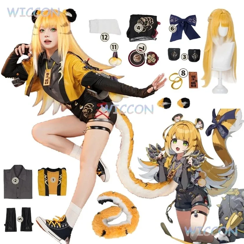 

asdh8@Zenless Zone Zero Game Ju Fufu Cosplay Anime Costume Furry Kawaii Cute Coat Dress Tiger Cartoon Roleplay Wigs Earwear Wome