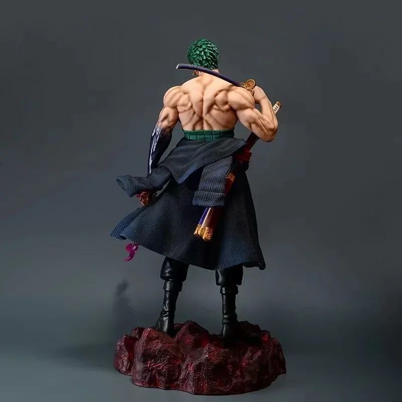 Patung tokoh aksi Anime Roronoa Zoro, patung Pvc postur berdiri satu buah, koleksi Model boneka anak laki-laki 50cm