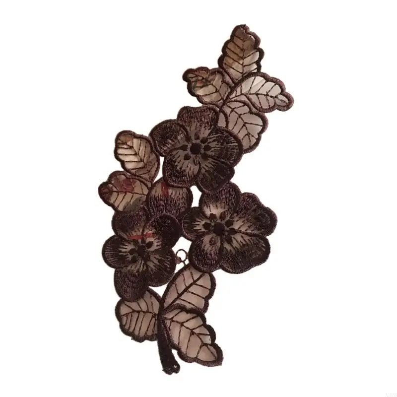

Large Dark Brown Lace Flower Embroidered Fabric Patches For Clothing Bags Hats Decoration