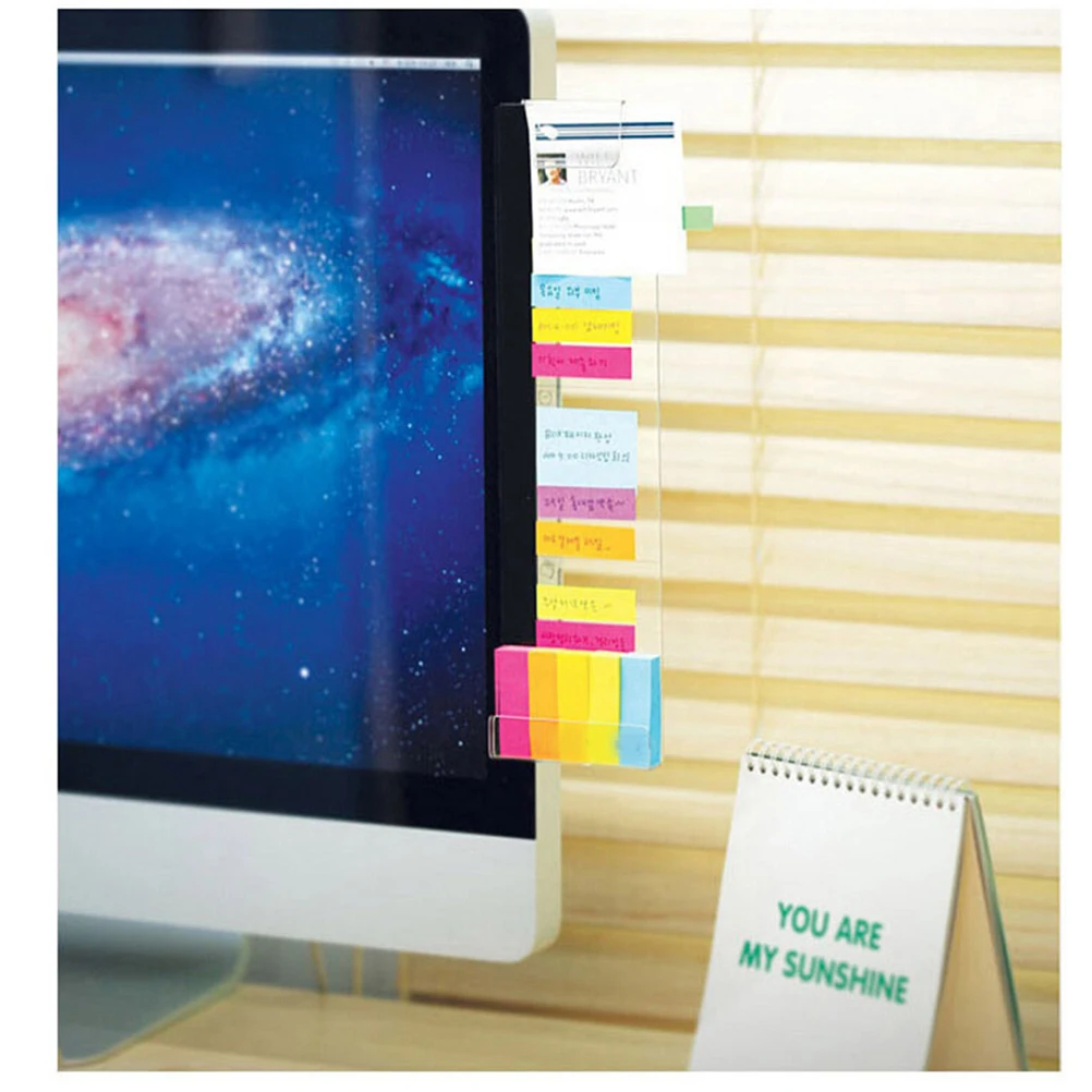 Porta Memo Trasparente per Monitor, Supporto per Note da Computer con Lato Sinistro Apribile, Organizzatore Promemoria per Ufficio e Casa