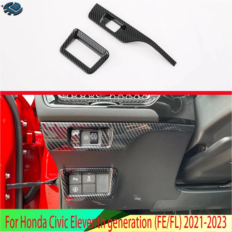 For Honda Civic Eleventh generation (FE/FL) 2021-2023 Carbon Fiber Style Head Light Switch Button Control Panel Cover Trim Bezel