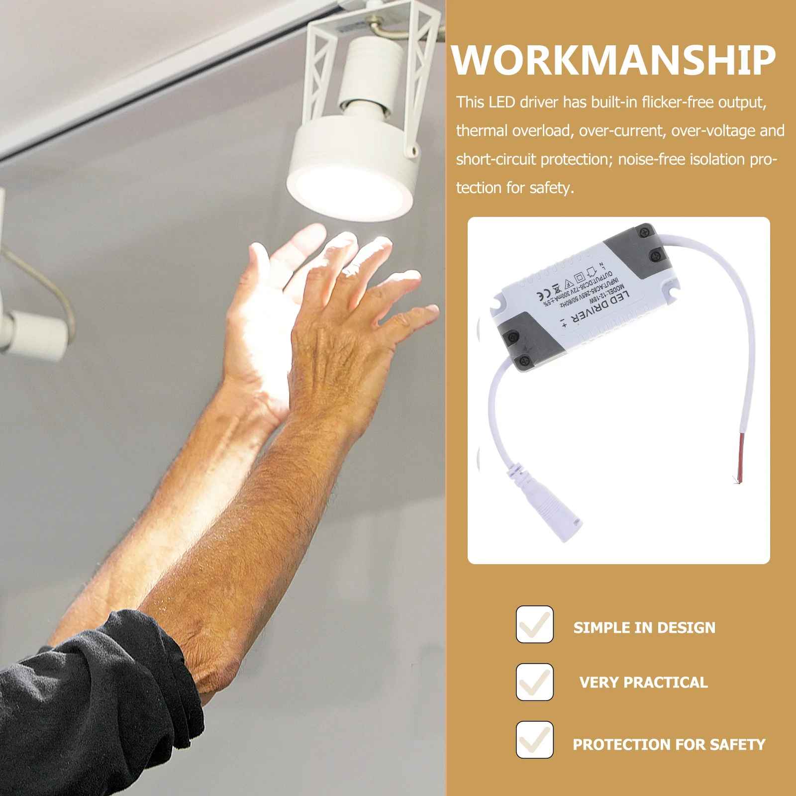 

LED Driver 12-18W Dc 36V-63V Constant Voltage Flicker- Supply for LED Ceiling Lamp Spotlight Downlight Panel Light