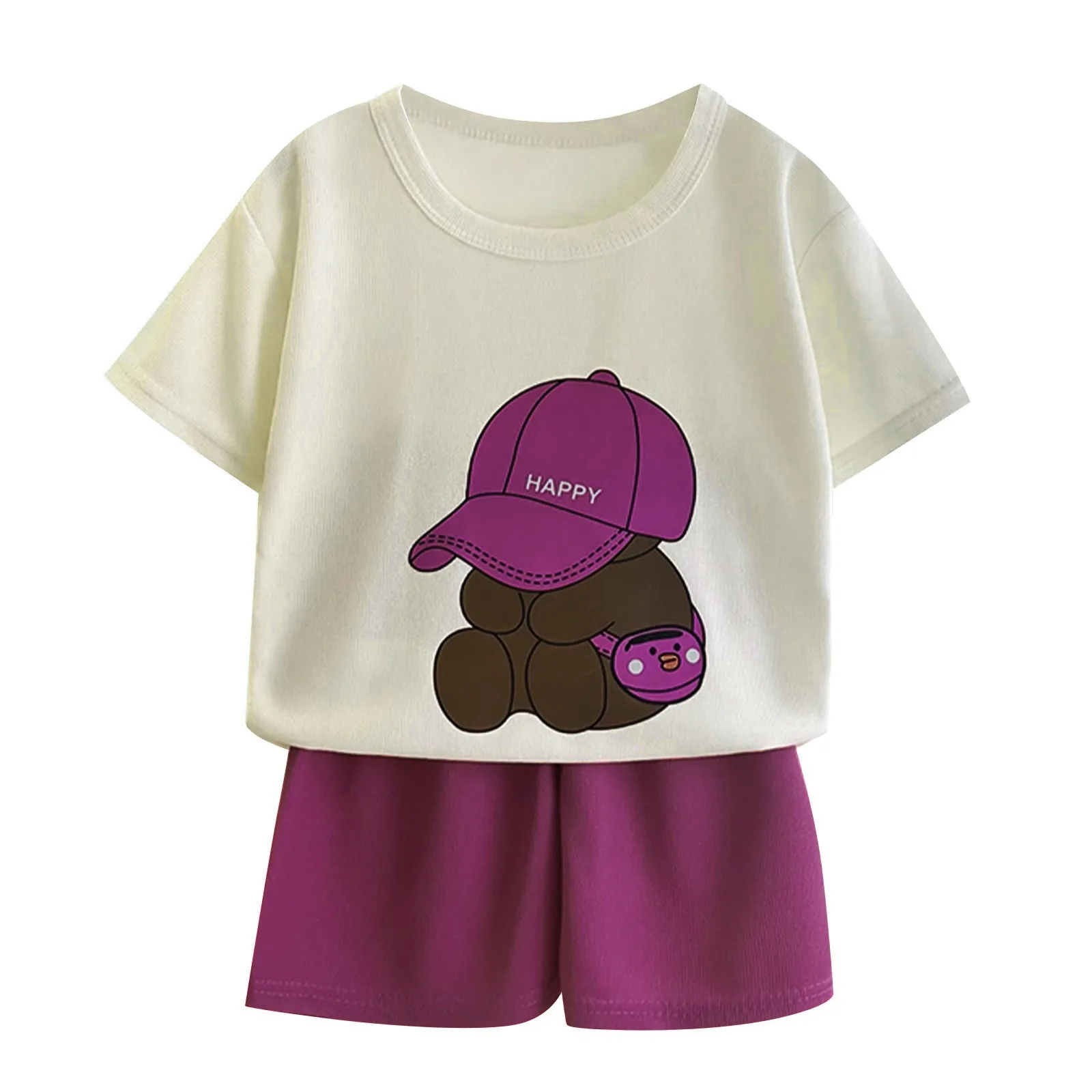 

Комплект одежды с героями мультфильмов для мальчиков и девочек, дышащая футболка с короткими рукавами, летняя одежда, мягкие повседневные свободные детские шорты