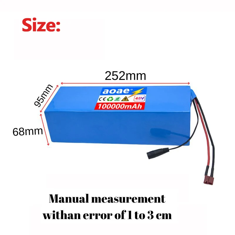 13S5P 18650 48V 리튬 배터리 팩 100Ah 전기 스쿠터, 산악 자전거 250-1500W + 충전기에 적합 + 충전기