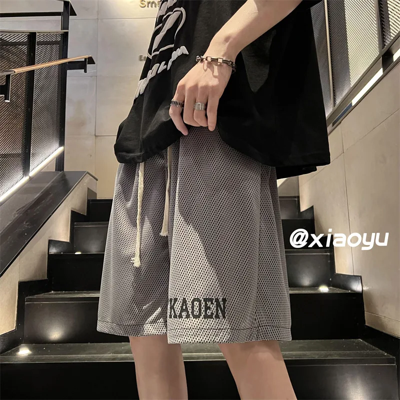 

Мужские летние тонкие спортивные брюки из ледяного шелка для бега и повседневной носки, быстросохнущие, длиной до колена