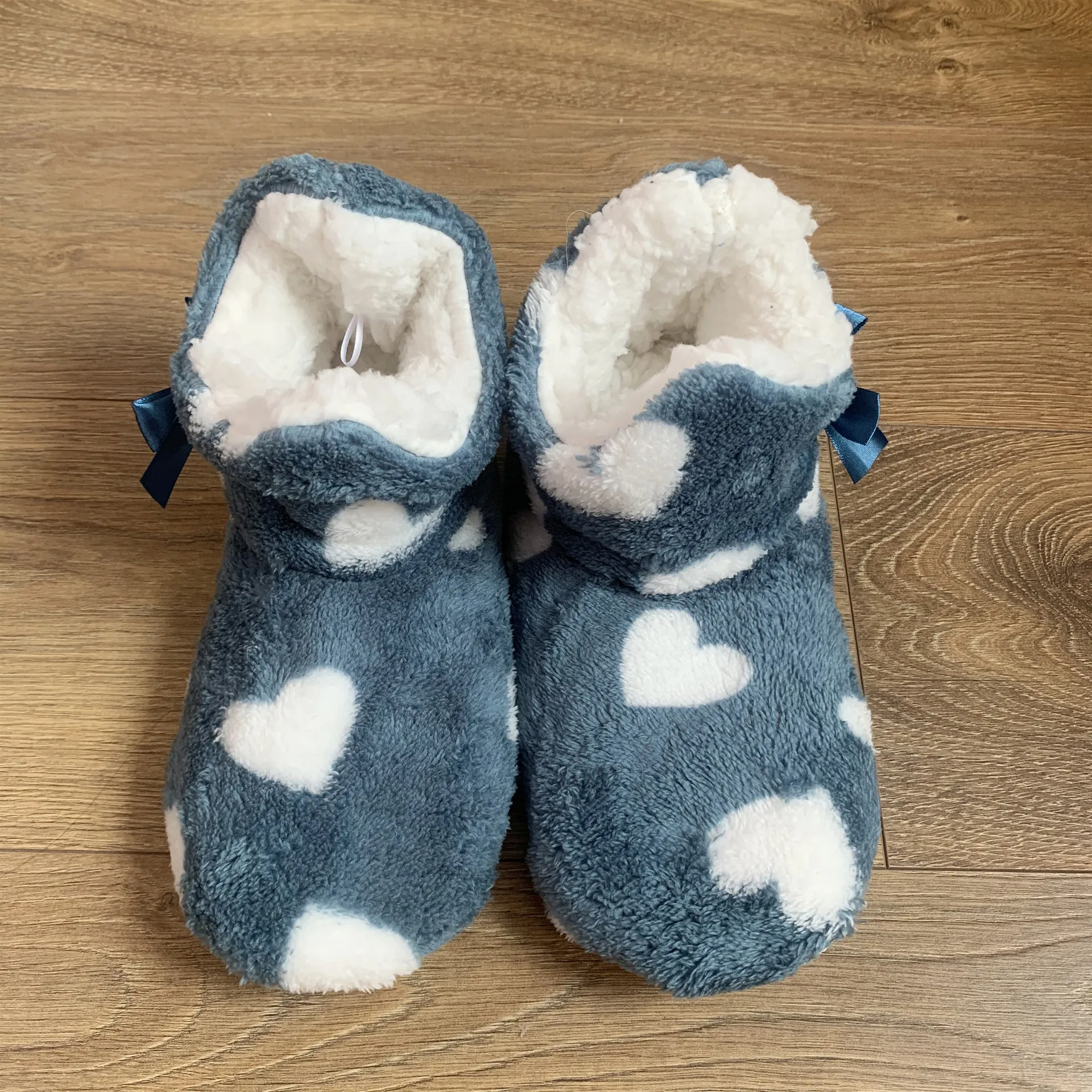 House Slipper Boot Women Heart Love Winter Warm Non Slip Fleece Soft Indoor Plush Cotton Female Home Floor Shoes Men High Tube