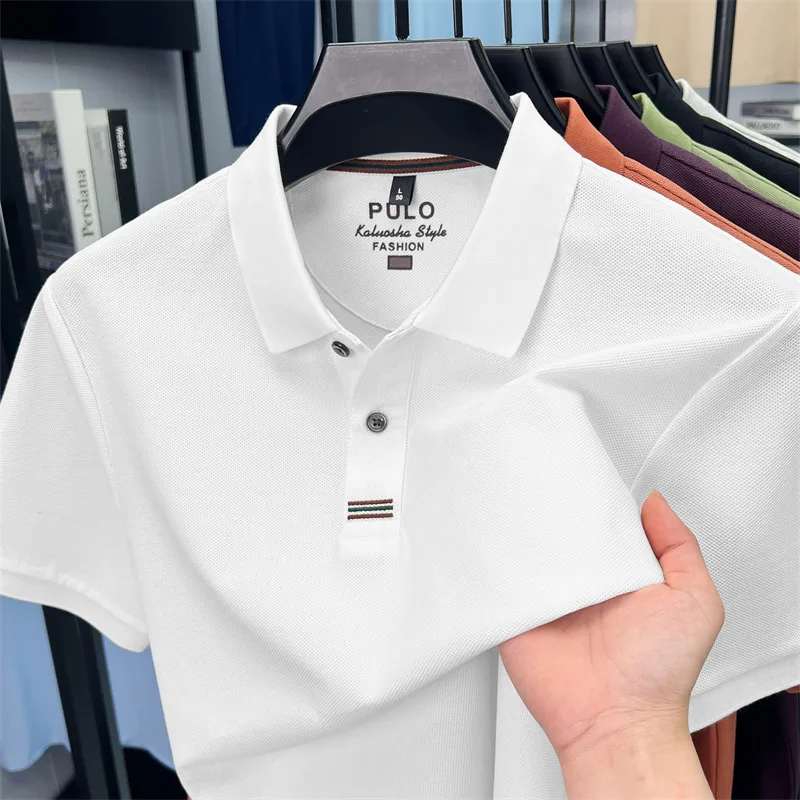 

High end brand 100% cotton short sleeve men's polo shirt fashion simple embroidery summer luxury breathable solid color T-shirt